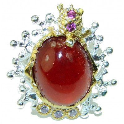 Authentic Ruby 14K Gold over .925 Sterling Silver Statement handcrafted Ring size 8