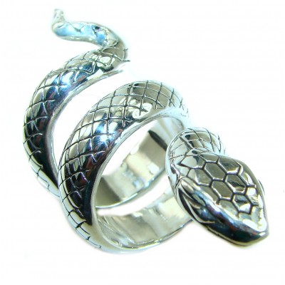Large Boa Snake .925 Sterling Silver handcrafted Statement Ring size 8