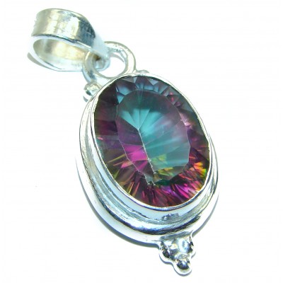 10.5 carat oval cut Mystic Topaz .925 Sterling Silver handcrafted Pendant