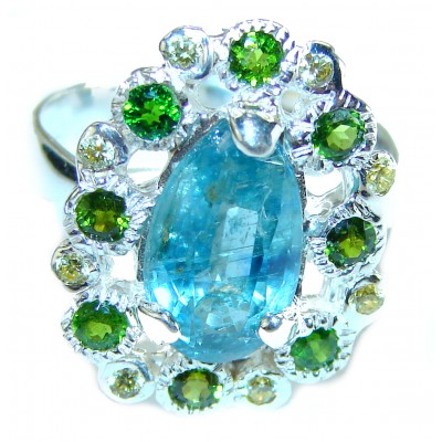 Luxurious Apatite .925 Sterling Silver handmade ring s. 7 1/2