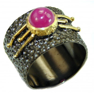 Exceptional Quality Authentic Ruby 14K Gold over .925 Sterling Silver handcrafted Ring size 8