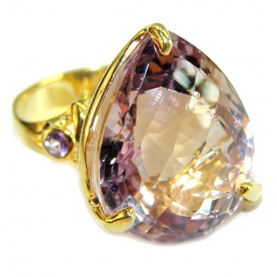 25.6 carat authentic Ametrine 14K Gold over .925 Sterling Silver handcrafted Ring s. 7 3/4