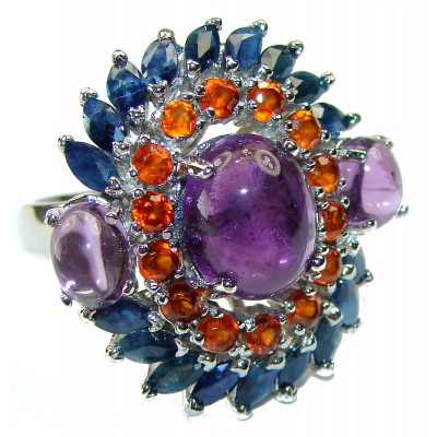 Magic Whirlpool 19.5 carat Amethyst .925 Sterling Silver Handcrafted Ring size 7 1/4