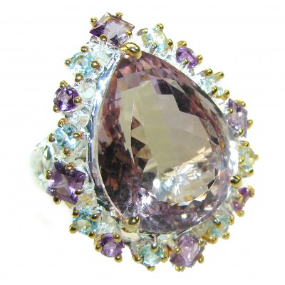 Huge 27.9 carat authentic Ametrine .925 Sterling Silver handcrafted Ring s. 9