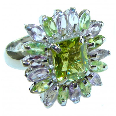 Incredible Beauty authentic Green Topaz .925 Sterling Silver Perfectly handcrafted Ring s. 9