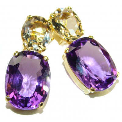 Luxurious Amethyst Citrine 14K Gold over .925 Sterling Silver handcrafted earrings