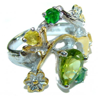 Incredible Beauty authentic Peridot .925 Sterling Silver Perfectly handcrafted Ring s. 8 1/4