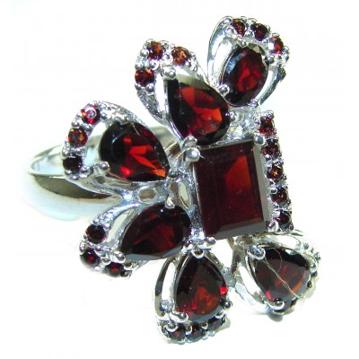 Red Beauty authentic Garnet .925 Sterling Silver Large handcrafted Ring size 9