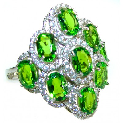 Authentic Green Helenite .925 Sterling Silver ring s. 8