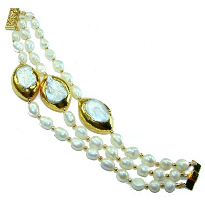 Vintage Beauty Freshwater Pearl 14K Gold over .925 Sterling Silver handcrafted Bracelet