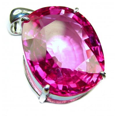A Pink Queen best quality 55.2 carat Genuine Pink Topaz .925 Sterling Silver handcrafted pendant