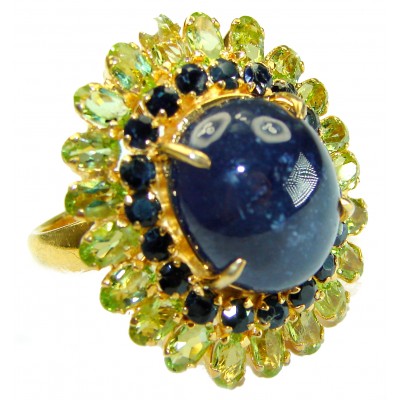 Fabulous authentic Sapphire 14K Gold over .925 Sterling Silver handcrafted ring size 8