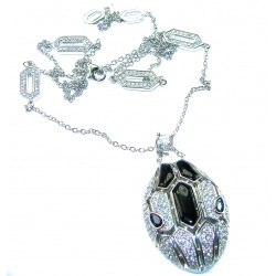 Great Masterpiece Snake's Head genuine 4.1 carat Onyx Blister Pearl .925 Sterling Silver handmade necklace