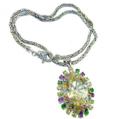 Bali Dream 42.5 carat Natural Citrine .925 Sterling Silver handcrafted Statement necklace