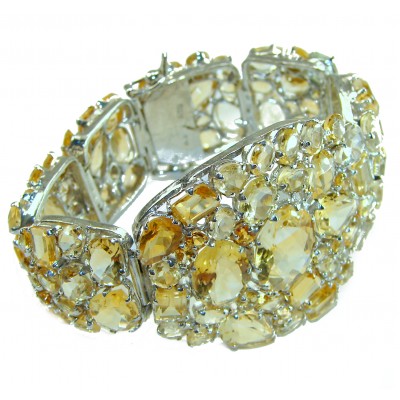Luxurious Style 285.5 CARAT Natural Citrine .925 Sterling Silver handcrafted LARGE Statement Bracelet