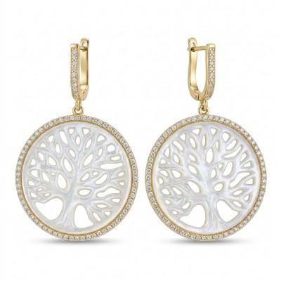 Family Tree - Large - Sublime Blister Pearl 18K Gold over .925 Sterling Silver handcrafted Earrings