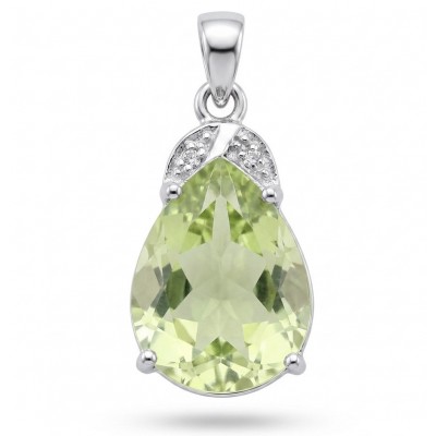 Pear cut 11.3 carat Lemon Quartz rhodium over .925 Sterling Silver handcrafted pendant