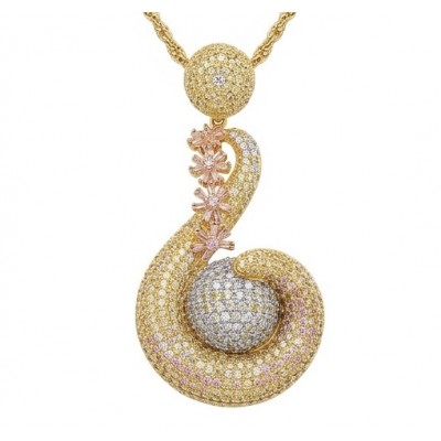 Dubai Style - Pure Luxury - pave 14.7 carat Moissanite .925 Sterling Silver dipped in 18K Gold handmade Statement necklace