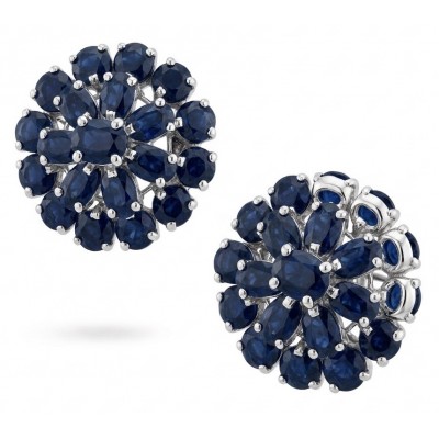 Giovanna 38.2 carat natural Sapphire .925 Sterling Silver dipped in rhodium Statement Earrings