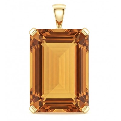 Luxury genuine 25.7 CARAT baquette cut Champagne Topaz .925 Sterling Silver dipped in 18K Gold handmade Pendant