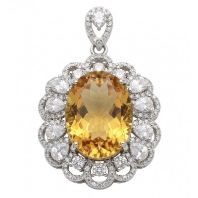 Costa del Sol 18.8 carat Citrine .925 Sterling Silver handcrafted Statement pendant