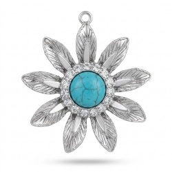 Exquisite Beauty Turquoise .925 Sterling Silver handmade Pendant