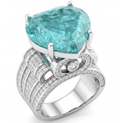 Titanic Memories - Heart 18.8 carat Green Topaz handcrafted Solid Statement Ring size 7