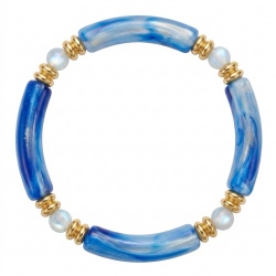Vintage style Luxurious Blue Resin Golden stretch Bracelet