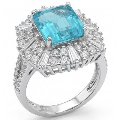 Wonderland 9.5 carat Brazilian Paraiba Tourmaline .925 Sterling Silver Handcrafted Ring size 7
