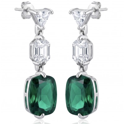 Giovanna- Authentic 8.5 CARAT natural Colombian Emerald .925 Sterling Silver handcrafted Statement earrings