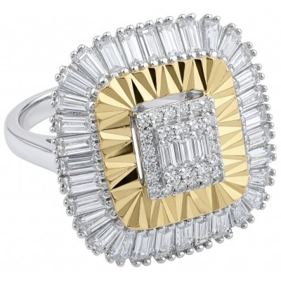 Art Deco 2.2 carat White Topaz 14K Gold over .925 Silver handcrafted Cocktail Ring s. 8