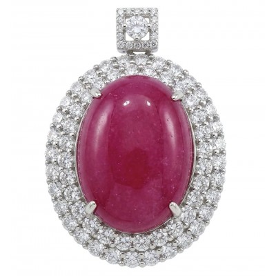 Giovanna 23.2 carat authentic cabochon Mozambique Ruby .925 Sterling Silver handmade Pendant