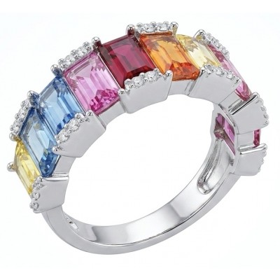 My own Rainbow - authentic 8.7 carat Topaz .925 Sterling Silver Ring size 7 1/4