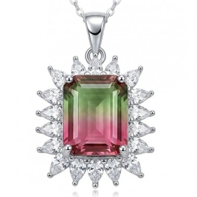 Isabella 5.2 carat emerald cut Brazilian Tourmaline .925 Sterling Silver Perfectly handcrafted pendant