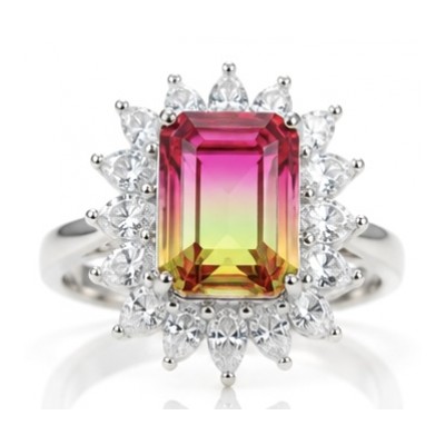 Isabella 5.2 carat emerald cut Brazilian Tourmaline .925 Sterling Silver Perfectly handcrafted Statement Ring size 7 1/4