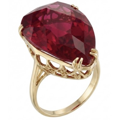 Carmen Natural 25.4 carat Ruby .925 Sterling Silver dipped in 22K Gold handmade Large Statement Ring size 7