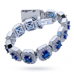 Beauty of Nature - natural 22.5 carat Sapphire .925 Sterling Silver handmade Statement Bracelet