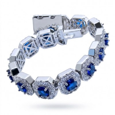 Beauty of Nature - natural 22.5 carat Sapphire .925 Sterling Silver handmade Statement Bracelet
