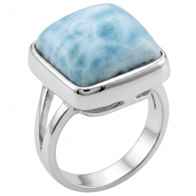 20.8 carat Blue Perfection natural Larimar .925 Sterling Silver handmade ring size 8 adjustable