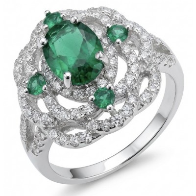 Precious 6.2 CARAT Chrome Diopside .925 Sterling Silver Statement Ring s. 7