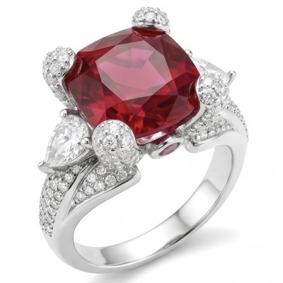 Scarlett 12.7 ctw Mozambique Ruby .925 Sterling Silver handcrafted Statement Ring size 8