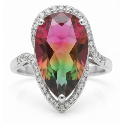 Carolyn 6.8 carat Brazilian Tourmaline .925 Sterling Silver Perfectly handcrafted Ring s. 7