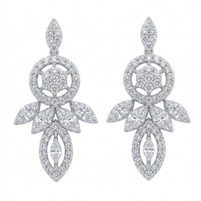 Waves 0.6 carat authentic White Topaz .925 Sterling Silver Handcrafted Earrings