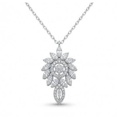 Romantica Precious Natural 4.2 carat White Topaz .925 Sterling Silver handmade necklace