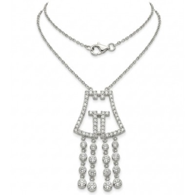 Precious Genuine White Topaz rhodium over .925 Sterling Silver handmade necklace
