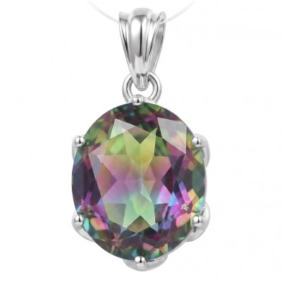 5.2 carat oval cut Brazilian Tourmaline .925 Sterling Silver Perfectly handcrafted pendant
