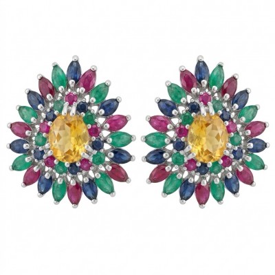 Victoria Authentic 15.5 carat Brazilian Citrine .925 Sterling Silver brilliantly handcrafted Statement earrings