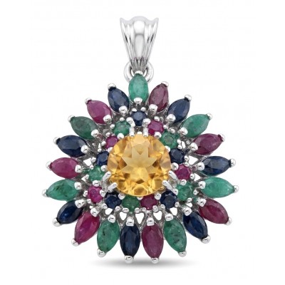Victoria Authentic 10.5 carat Brazilian Citrine .925 Sterling Silver brilliantly handcrafted Statement Pendant