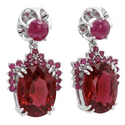 Angelina 14.9 carat authentic Red Topaz .925 Sterling Silver Handcrafted Earrings