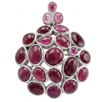 Raspberry Rhapsody - RARE FINDING - 48.7 carat Authentic Kashmir Ruby .925 Sterling Silver handcrafted Pendant Brooch